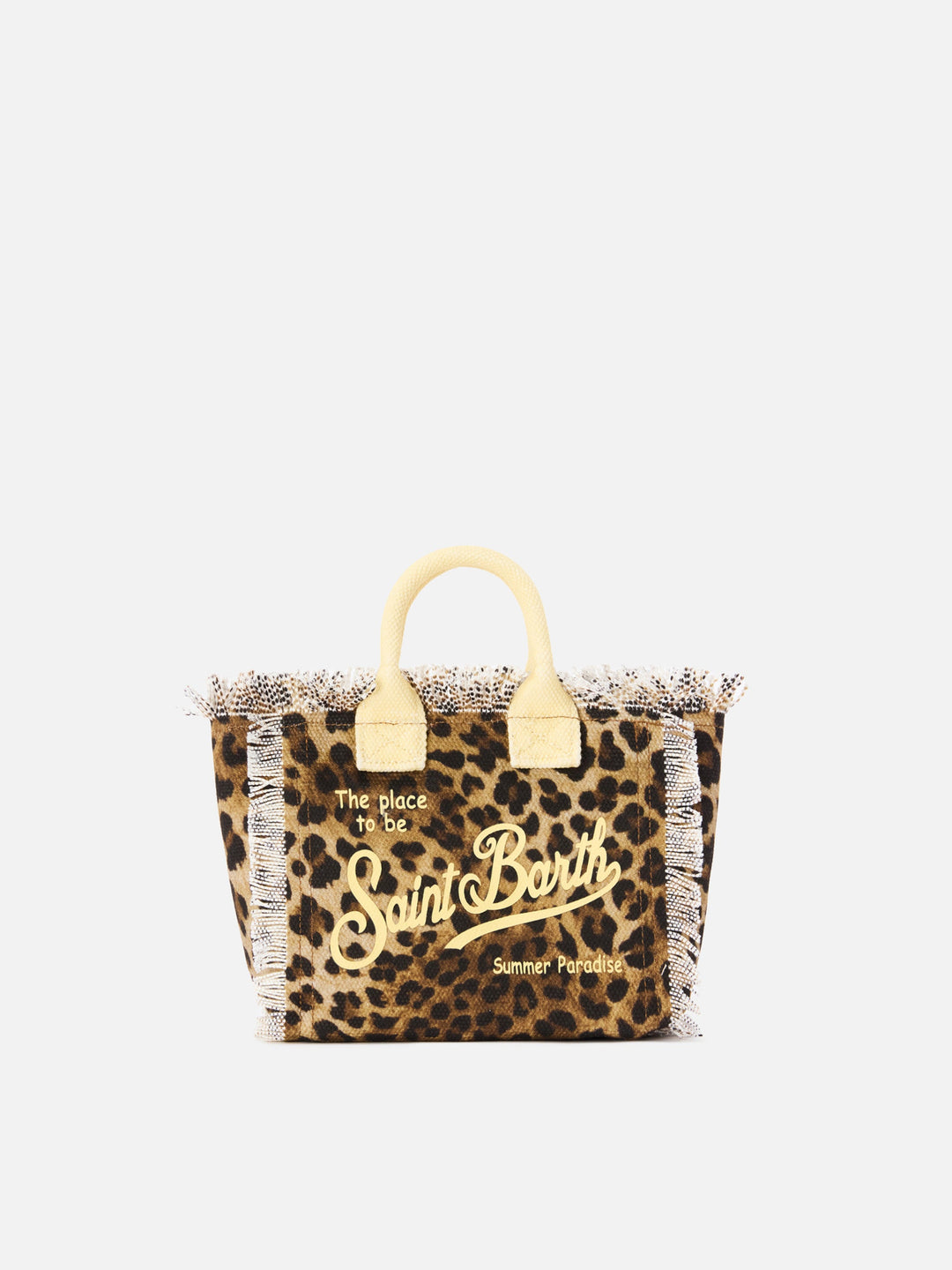 Mini Vanity Bag in Leopard Canvas with Yellow Accents
