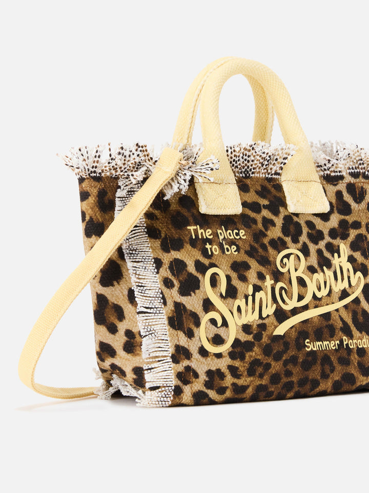 Mini Vanity Bag in Leopard Canvas with Yellow Accents