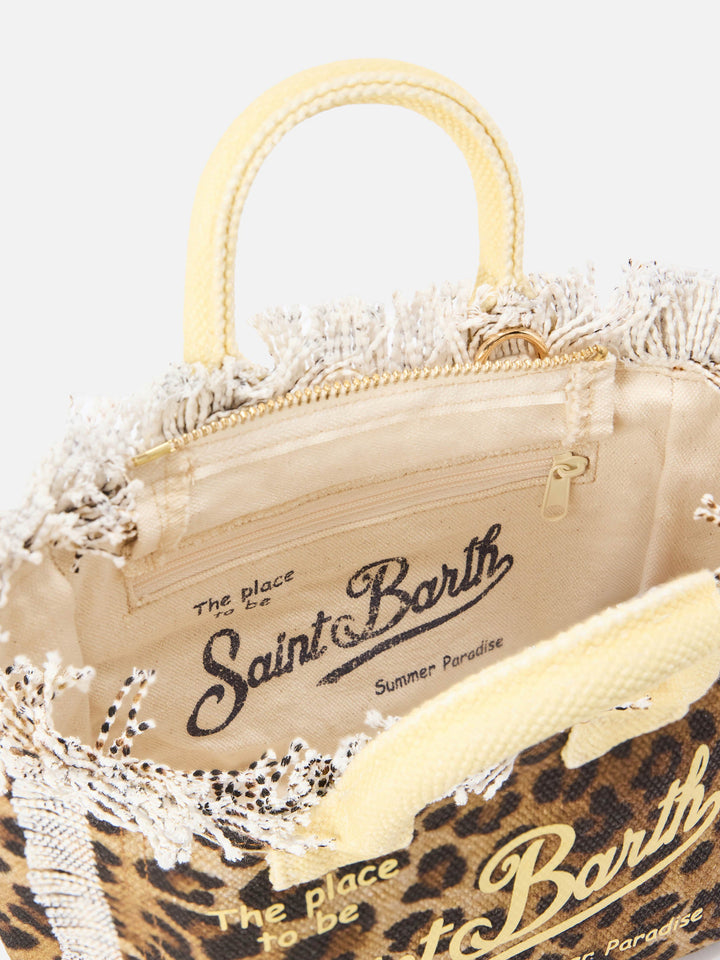 Mini Vanity Bag in Leopard Canvas with Yellow Accents
