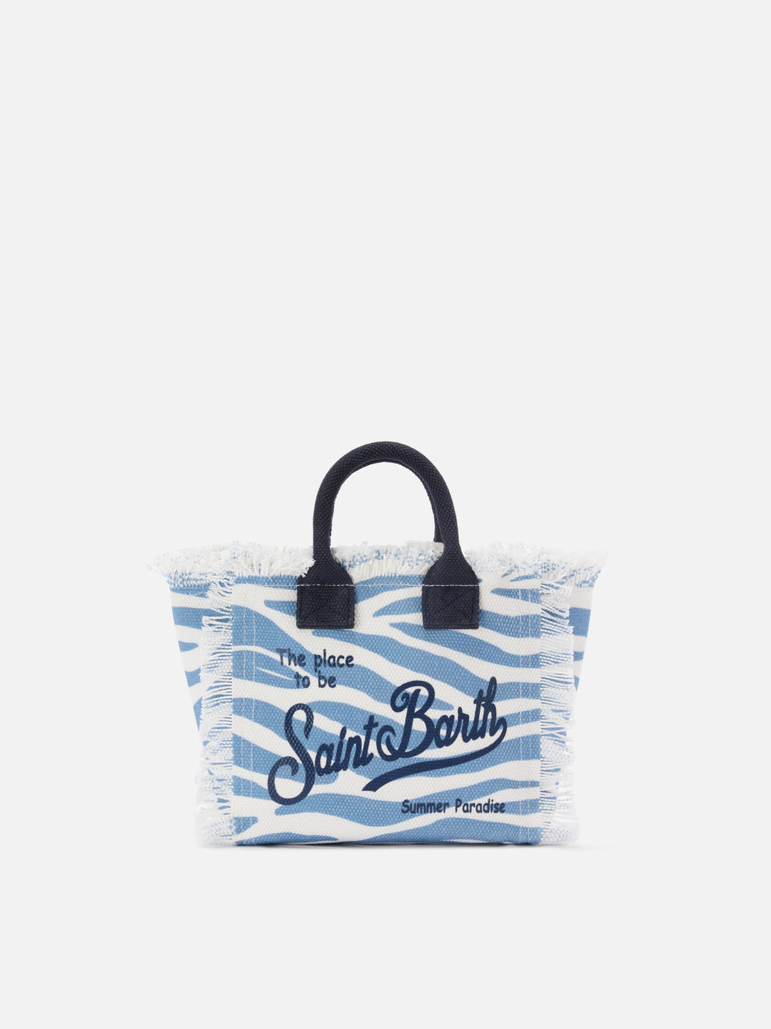 Mini Vanity Bag in Blue Zebra-Print Canvas