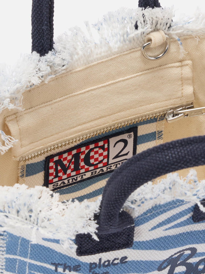 Mini Vanity Bag in Blue Zebra-Print Canvas