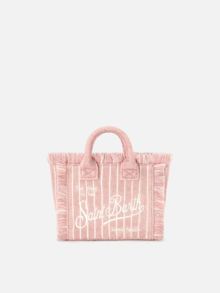 Mini Vanity Bag in Striped Pink Terry Cloth