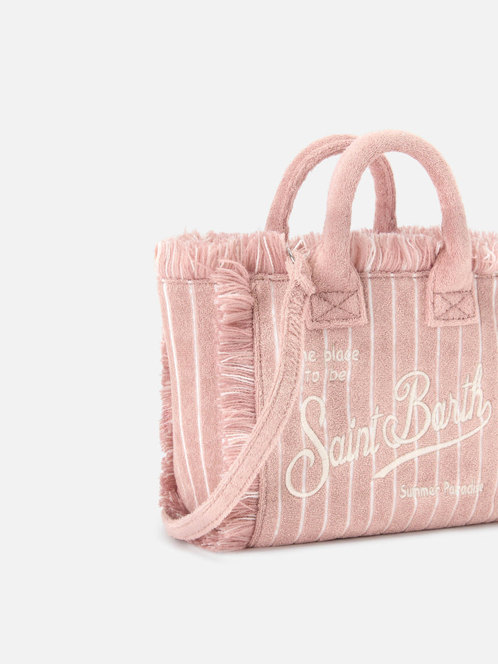 Mini Vanity Bag in Striped Pink Terry Cloth