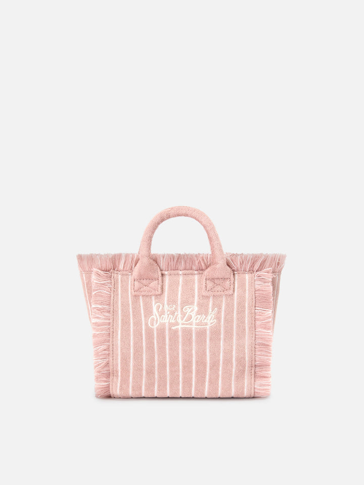 Mini Vanity Bag in Striped Pink Terry Cloth