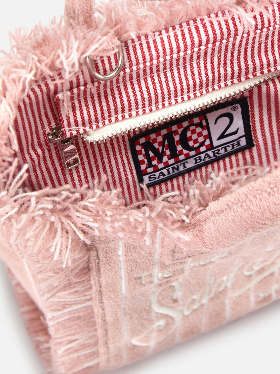 Mini Vanity Bag in Striped Pink Terry Cloth