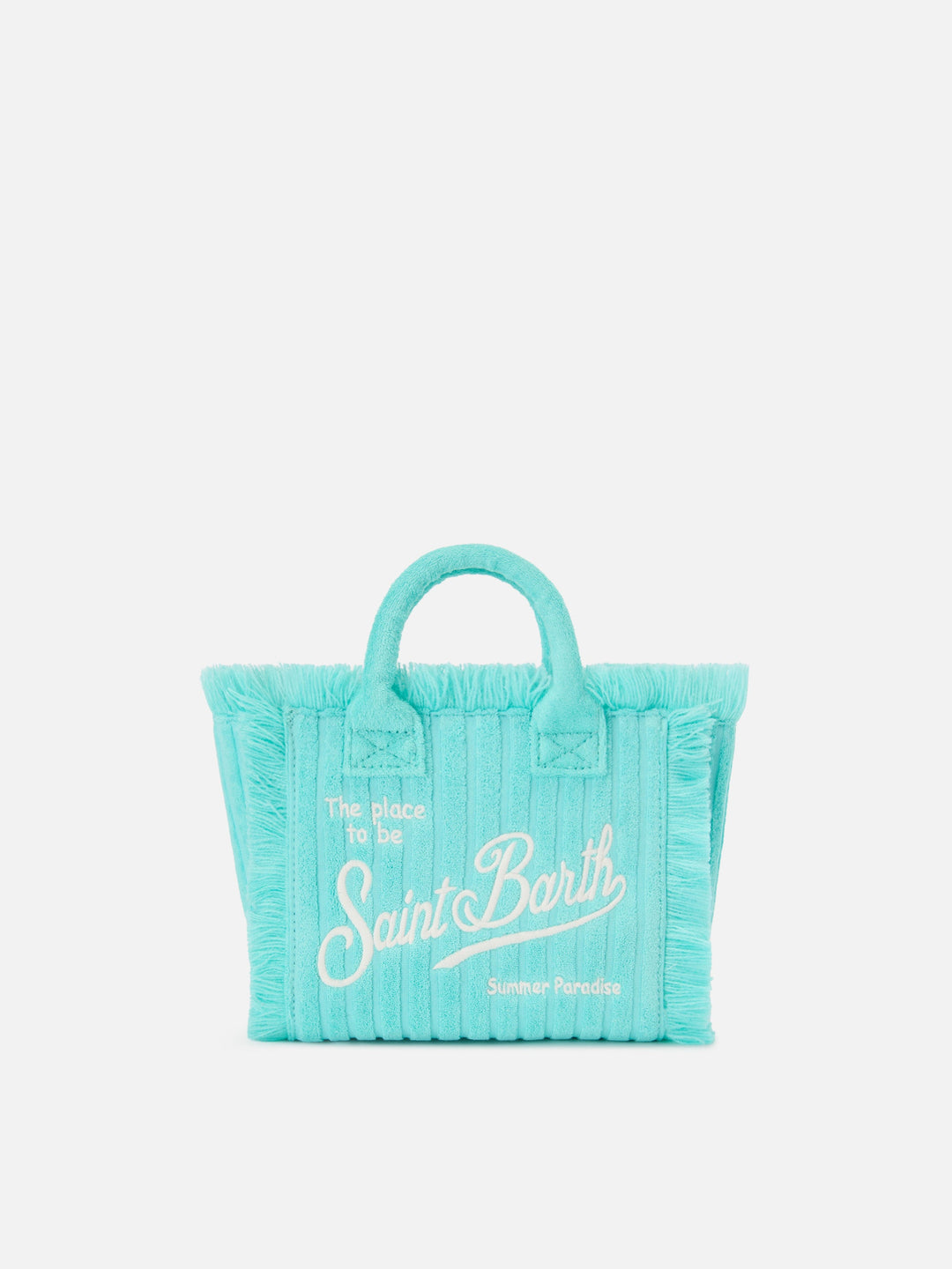 Mini Vanity Bag in Textured Terry Fabric with Raised Stripes