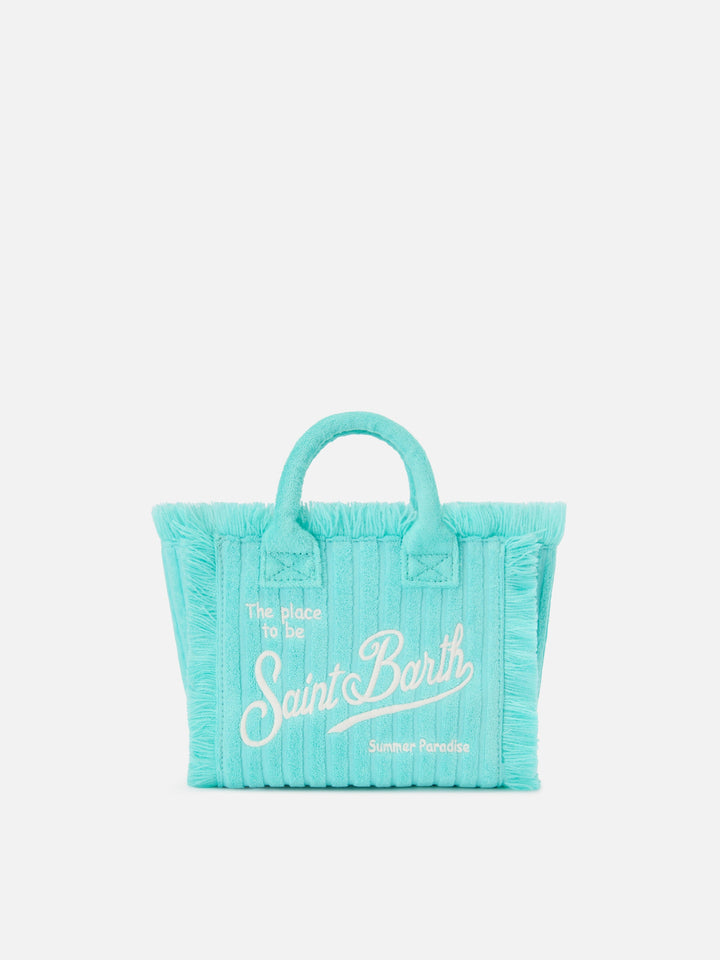 Mini Vanity Bag in Textured Terry Fabric with Raised Stripes
