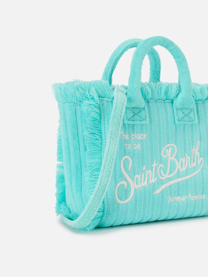 Mini Vanity Bag in Textured Terry Fabric with Raised Stripes