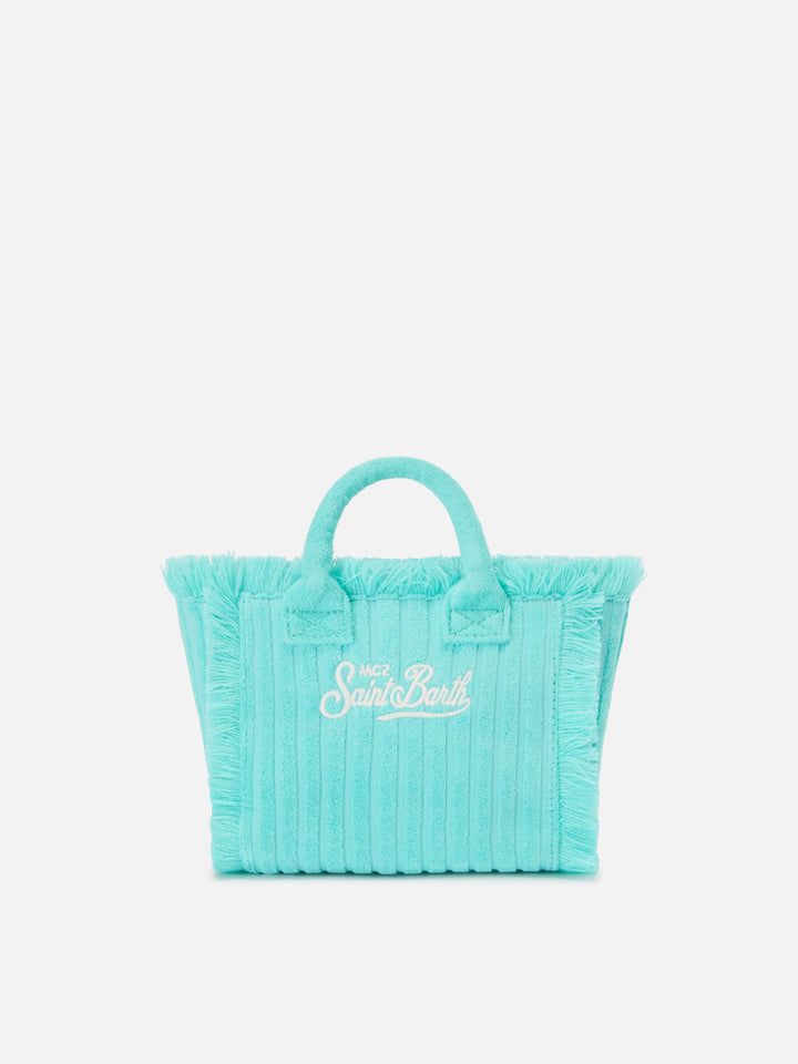 Mini Vanity Bag in Textured Terry Fabric with Raised Stripes