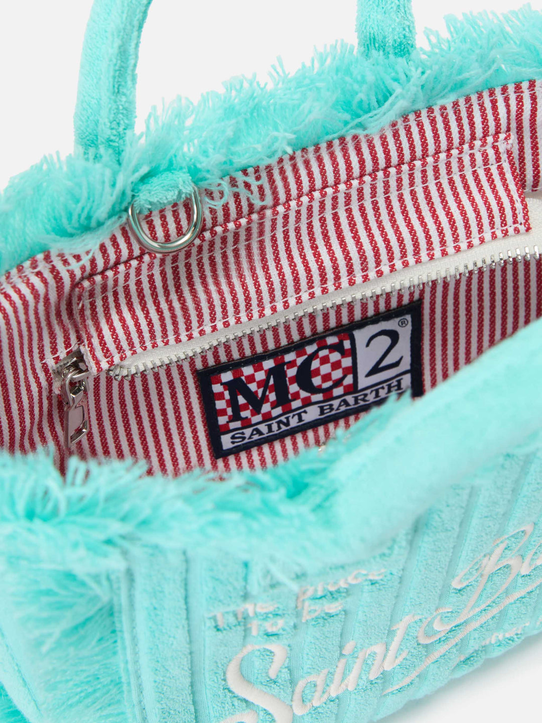 Mini Vanity Bag in Textured Terry Fabric with Raised Stripes