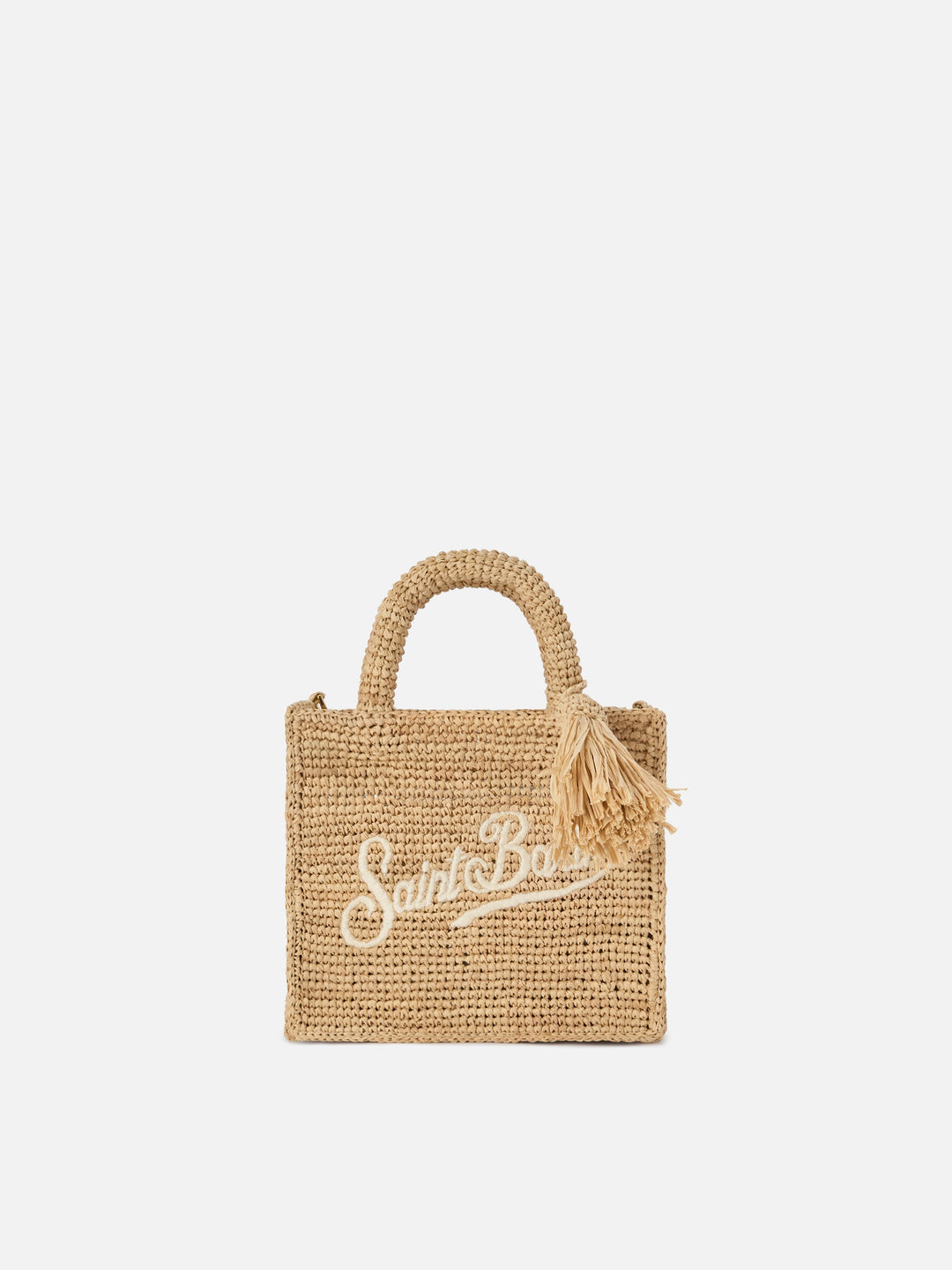 Mini Vanity Bag in Raffia with Embroidered Logo