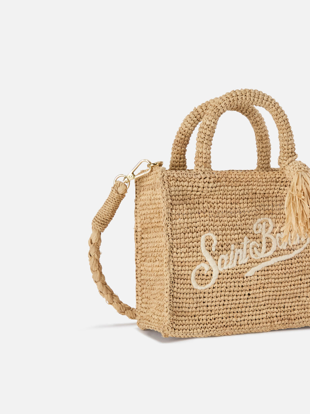 Mini Vanity Bag in Raffia with Embroidered Logo