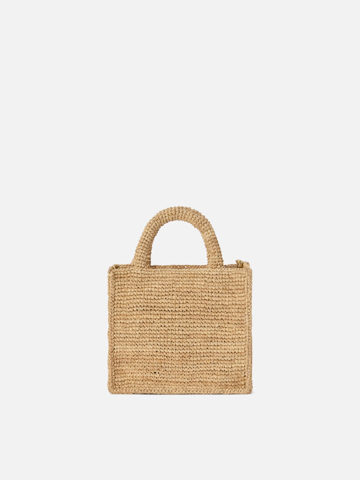 Mini Vanity Bag in Raffia with Embroidered Logo