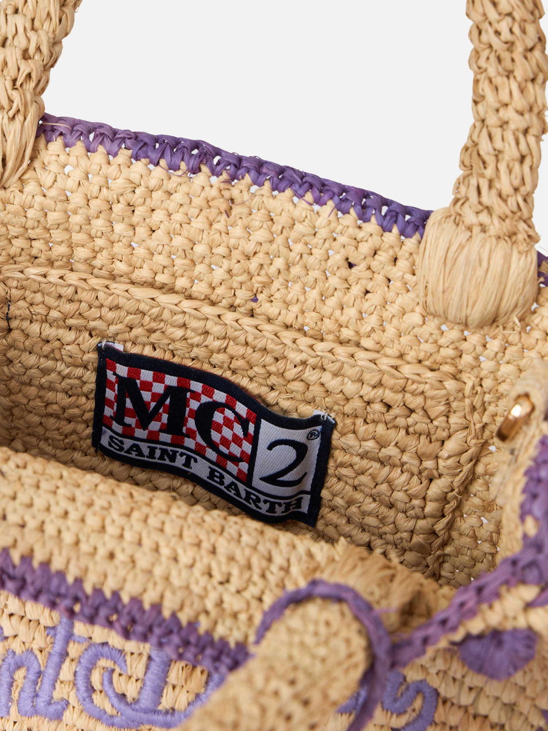 Mini Vanity Bag in Natural Beige Raffia with Polka Dot Accents