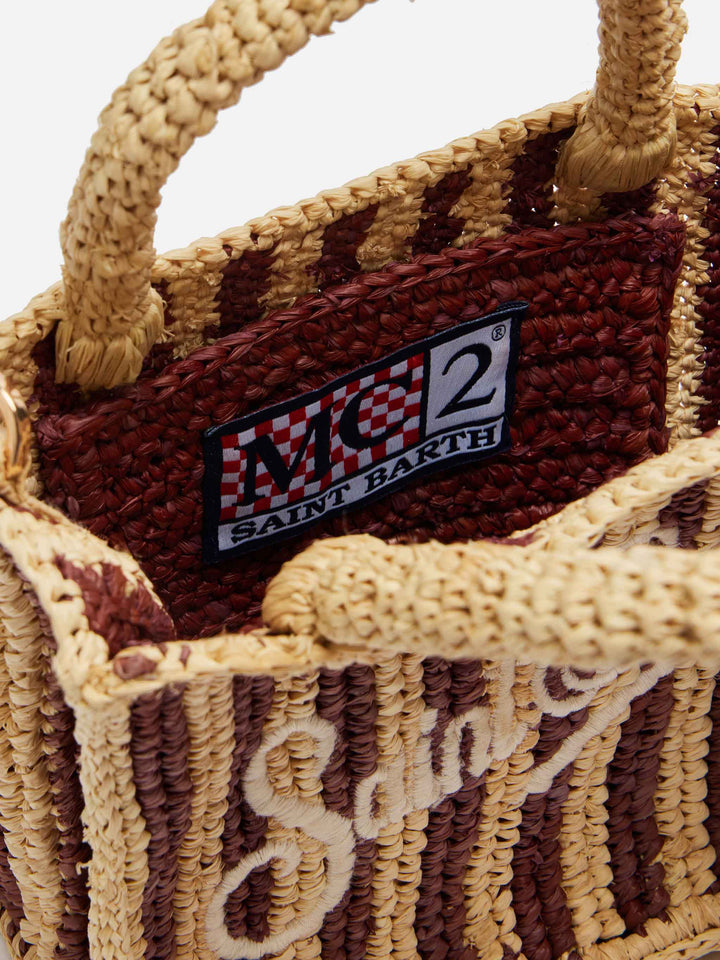 Mini Vanity Bag in Striped Raffia