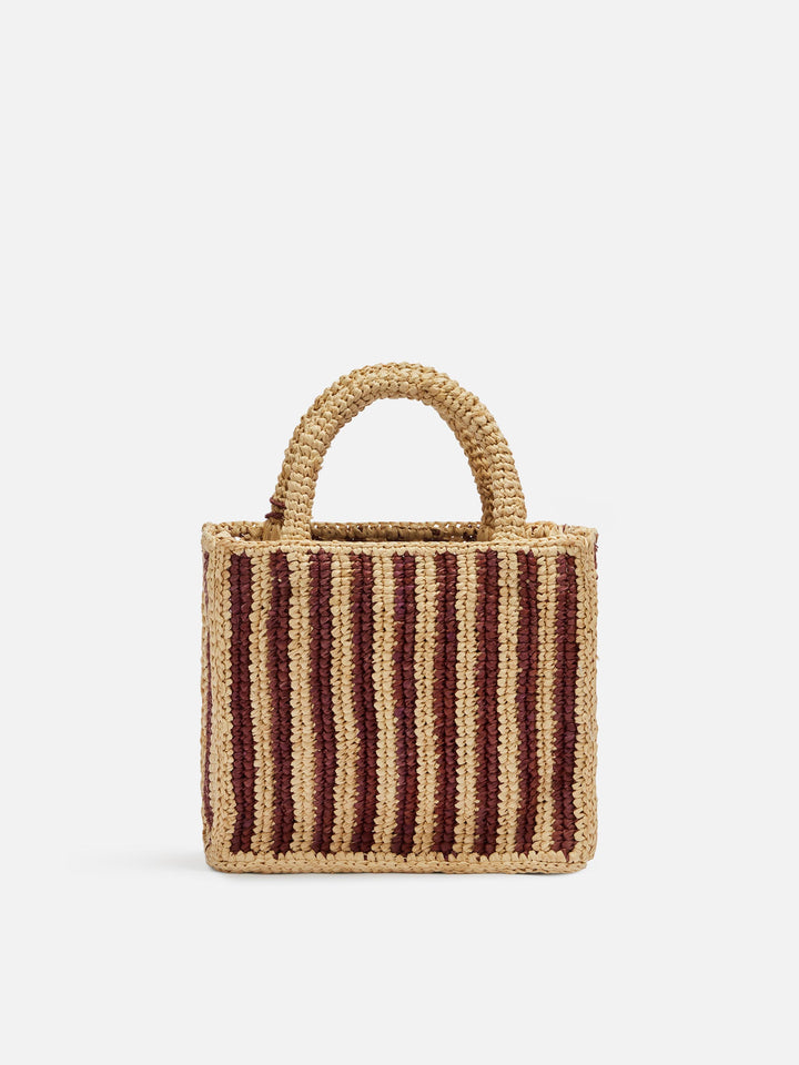 Mini Vanity Bag in Striped Raffia