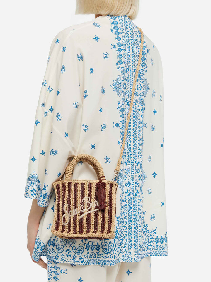 Mini Vanity Bag in Striped Raffia