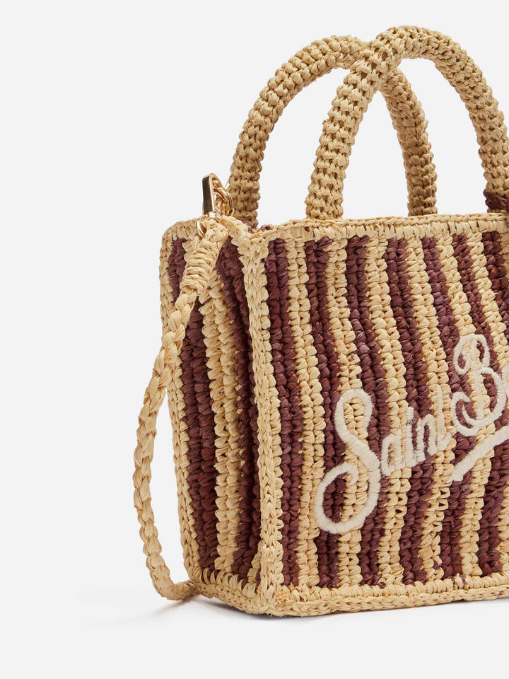 Mini Vanity Bag in Striped Raffia