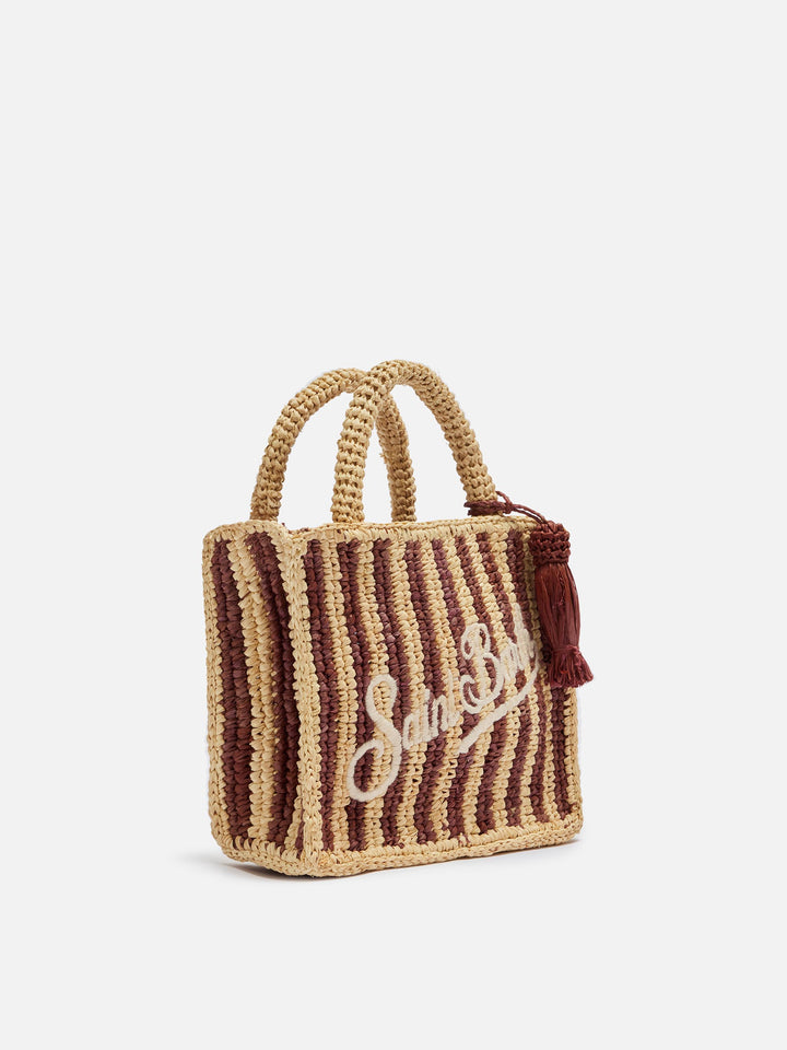 Mini Vanity Bag in Striped Raffia