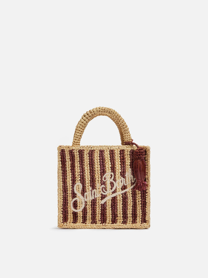 Mini Vanity Bag in Striped Raffia