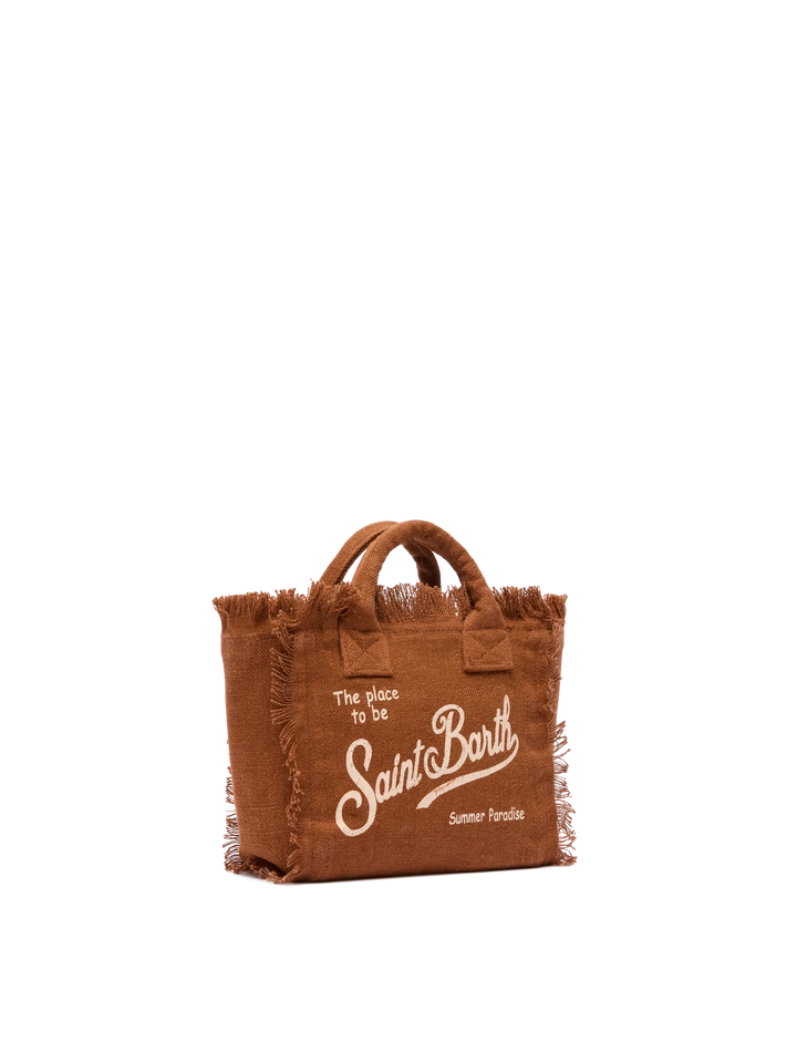 Mini Vanity Bag in 100% Brown Linen