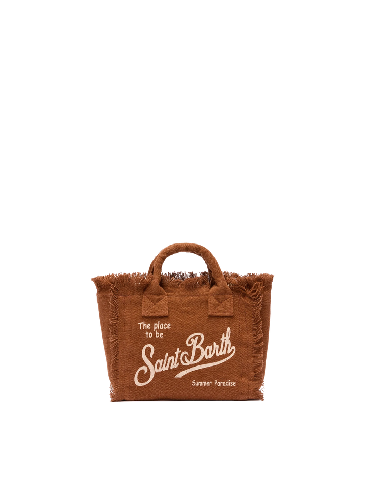 Mini Vanity Bag in 100% Brown Linen
