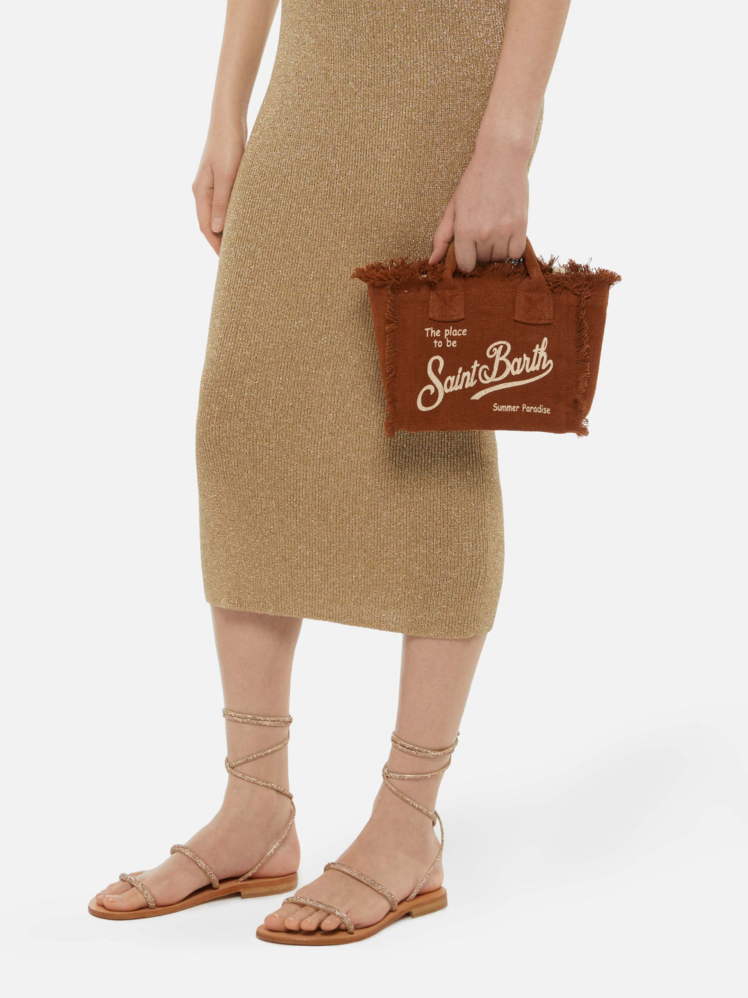 Mini Vanity Bag in 100% Brown Linen