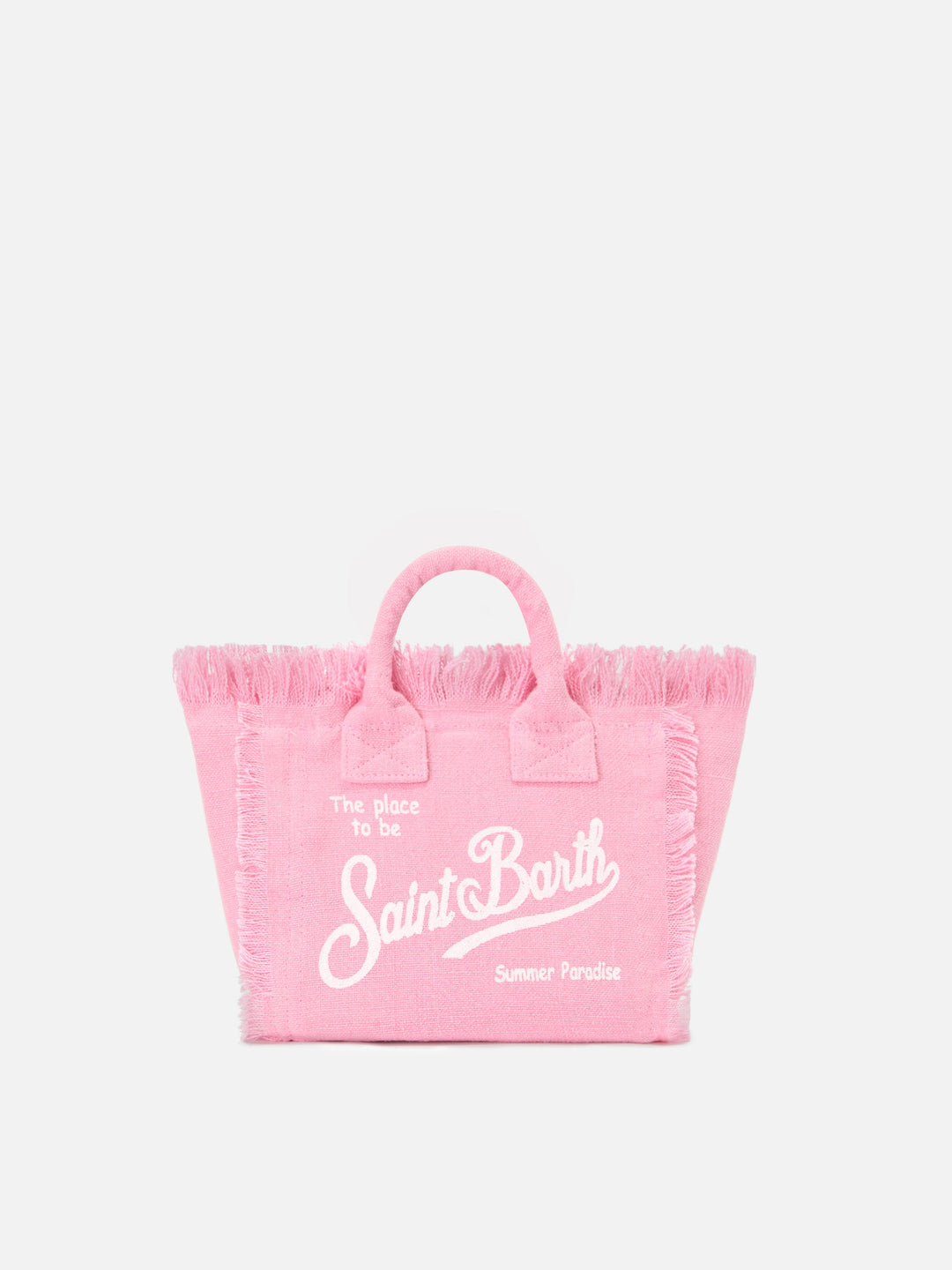 Mini Vanity Bag in Solid Pink Linen with Removable Shoulder Strap