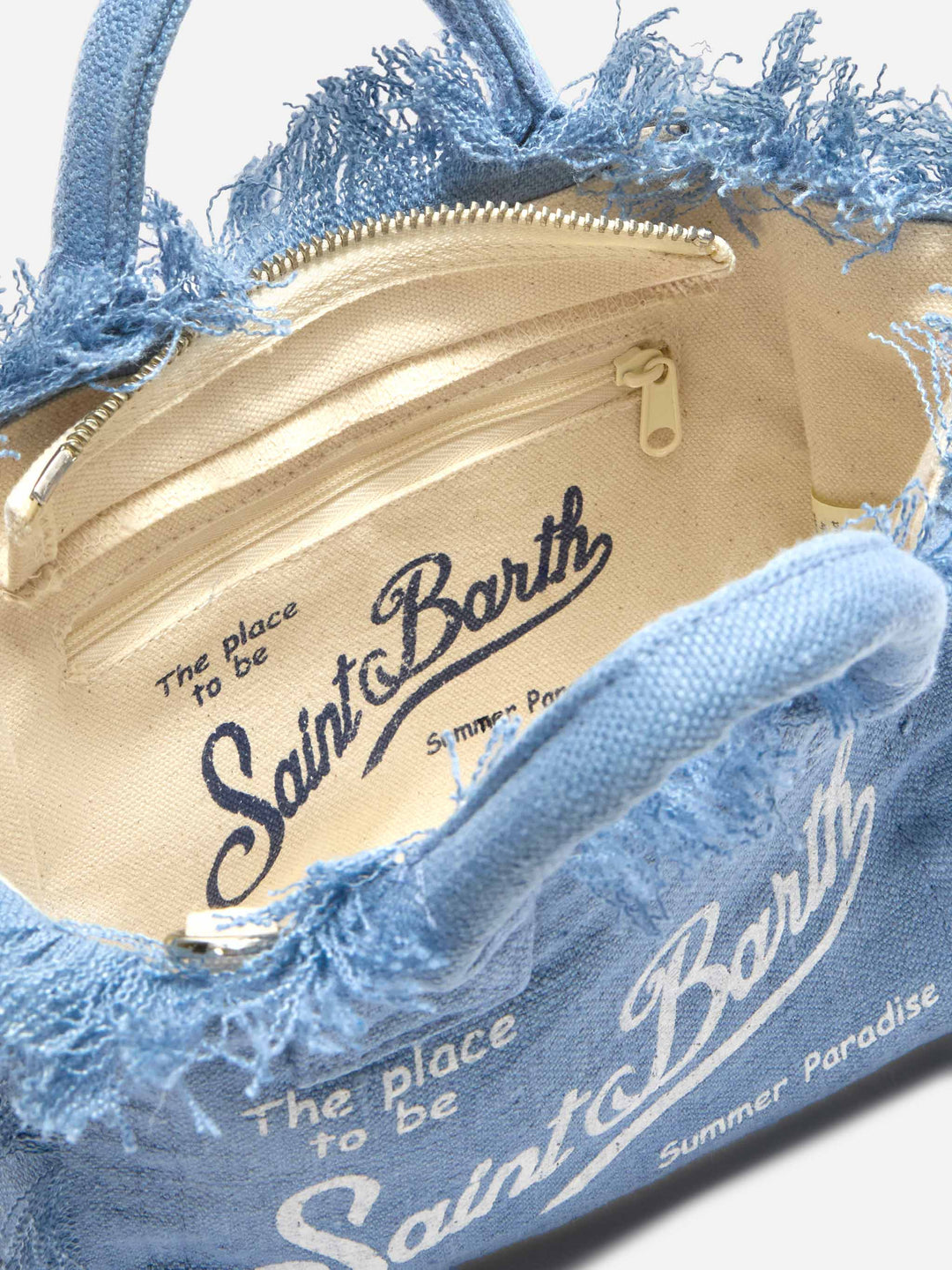 Mini Vanity Bag in Solid Blue Linen with Removable Shoulder Strap