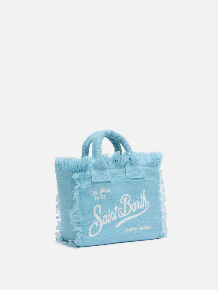 Mini Vanity Bag in 100% Light Blue Linen