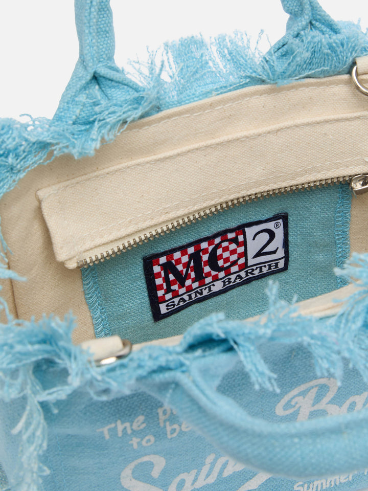 Mini Vanity Bag in 100% Light Blue Linen