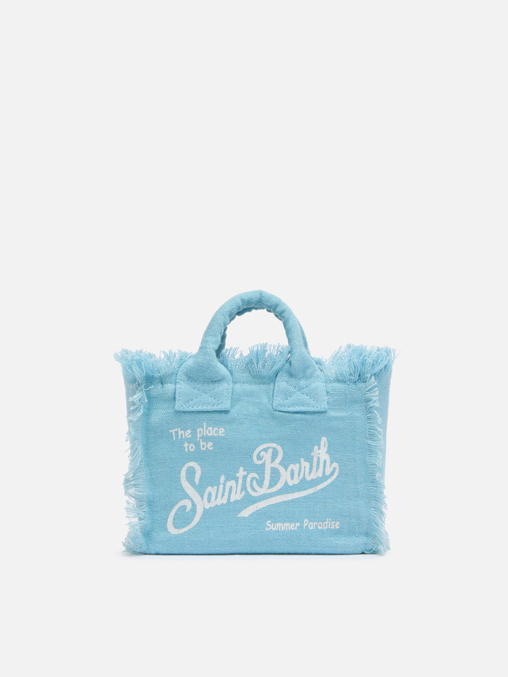 Mini Vanity Bag in 100% Light Blue Linen