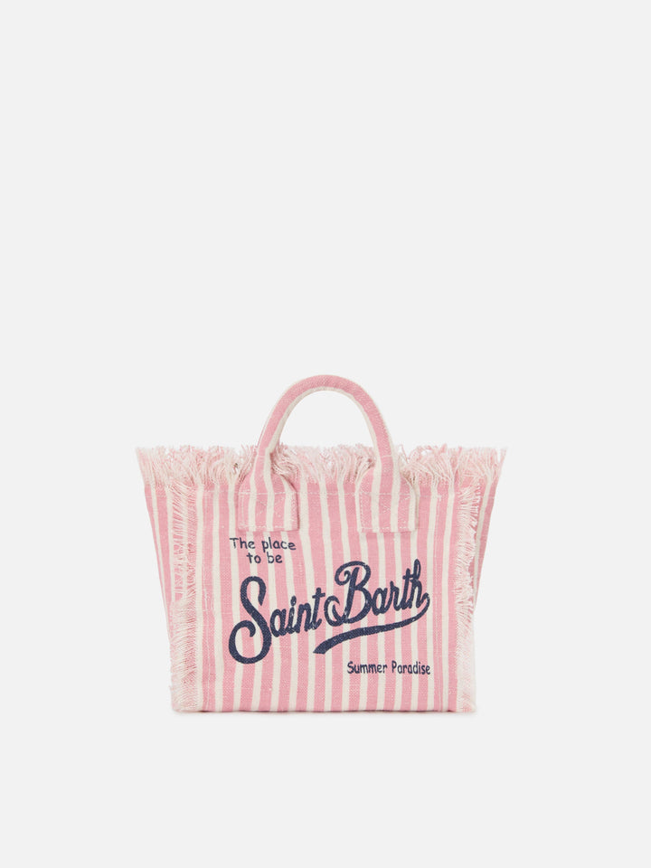 Vanity Bag in Pink and White Striped Linen