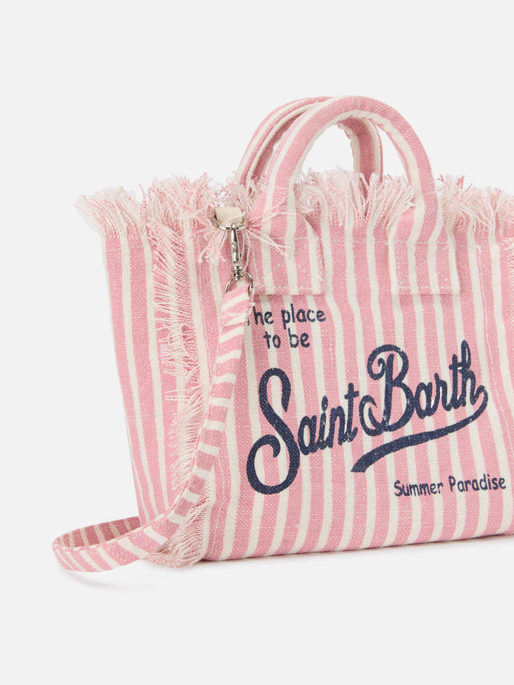 Vanity Bag in Pink and White Striped Linen