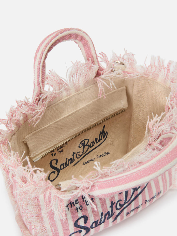 Vanity Bag in Pink and White Striped Linen