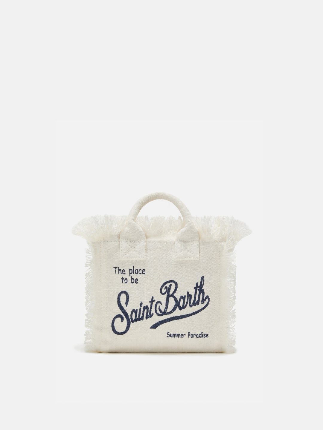 Mini Vanity Bag in Solid White Linen with Removable Shoulder Strap