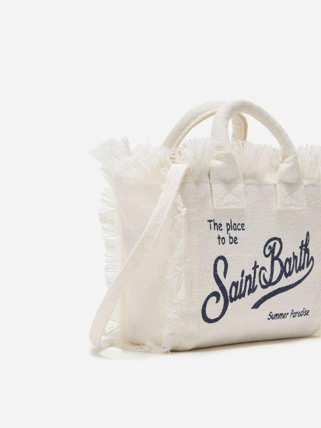 Mini Vanity Bag in Solid White Linen with Removable Shoulder Strap