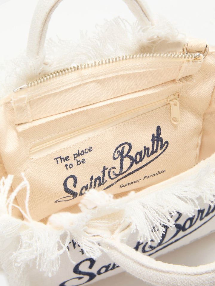 Mini Vanity Bag in Solid White Linen with Removable Shoulder Strap