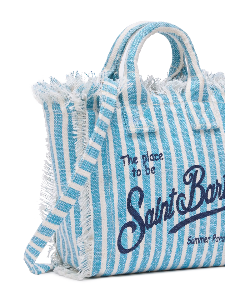 Mini Vanity Bag in 100% Linen with Striped Print