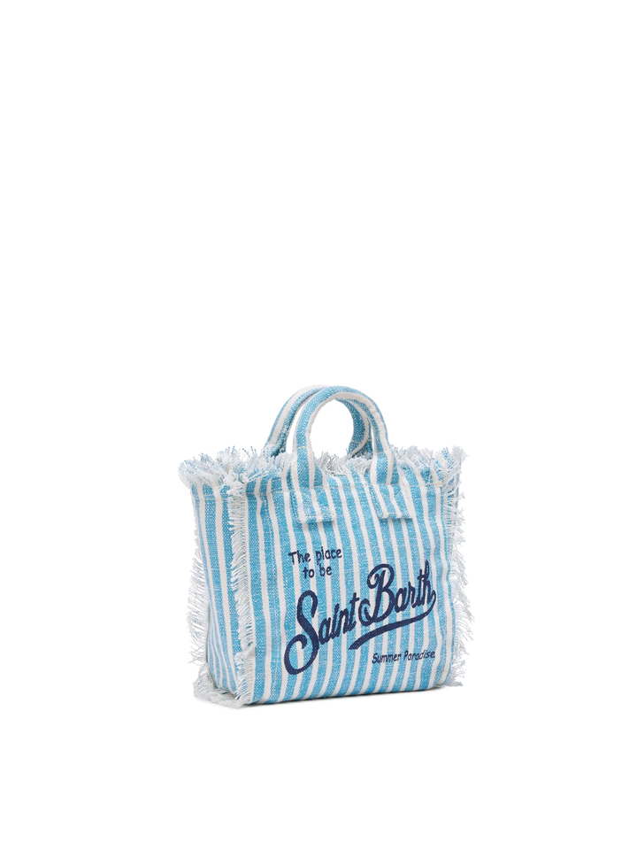 Mini Vanity Bag in 100% Linen with Striped Print