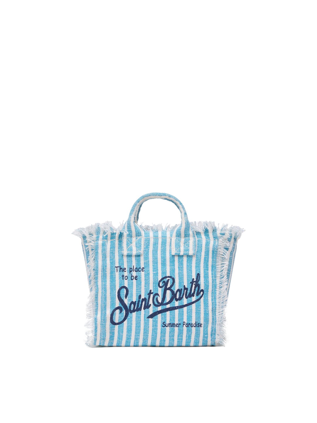 Mini Vanity Bag in 100% Linen with Striped Print