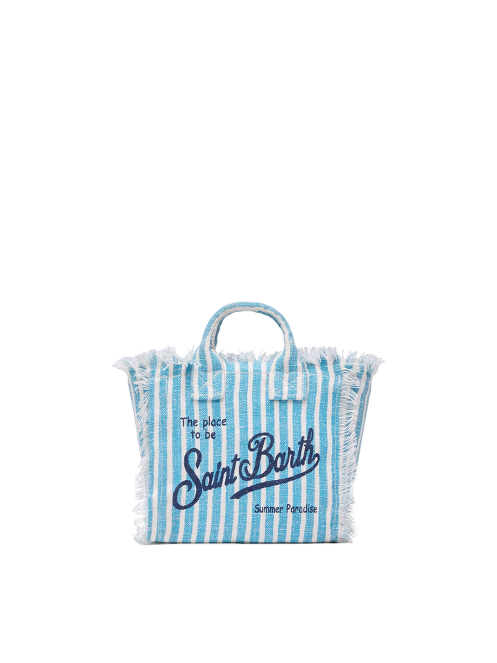 Mini Vanity Bag in 100% Linen with Striped Print