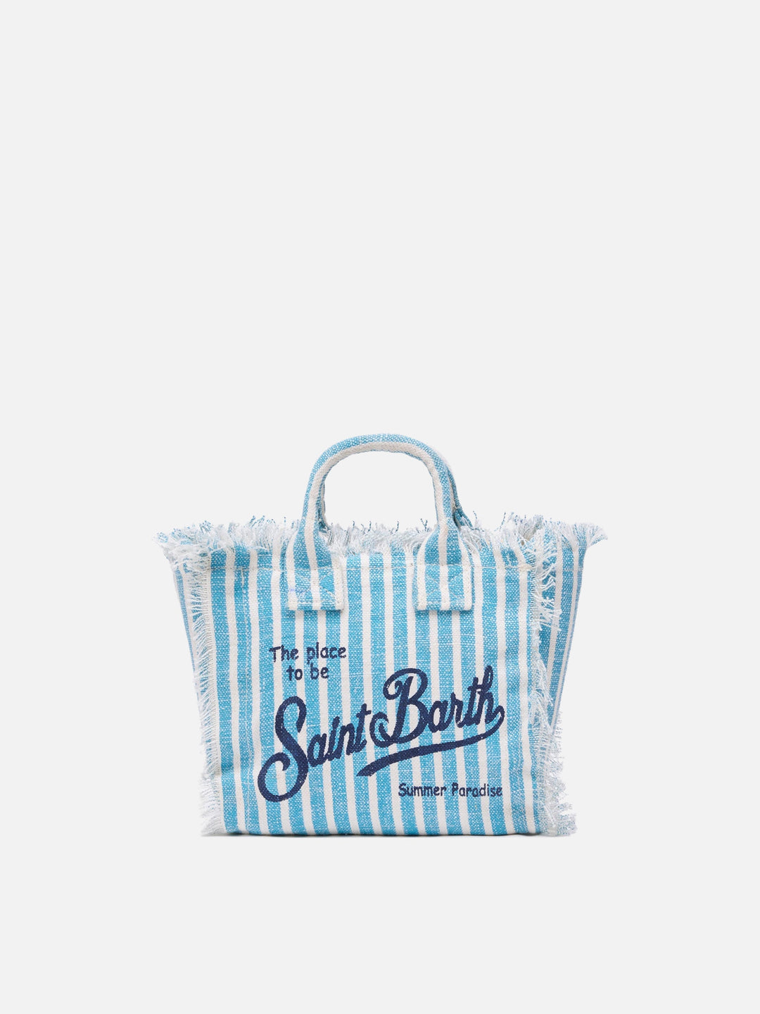 Mini Vanity Bag in 100% Linen with Striped Print