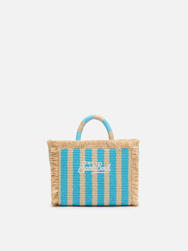 Mini Vanity Bag in Straw Effect with Striped Print