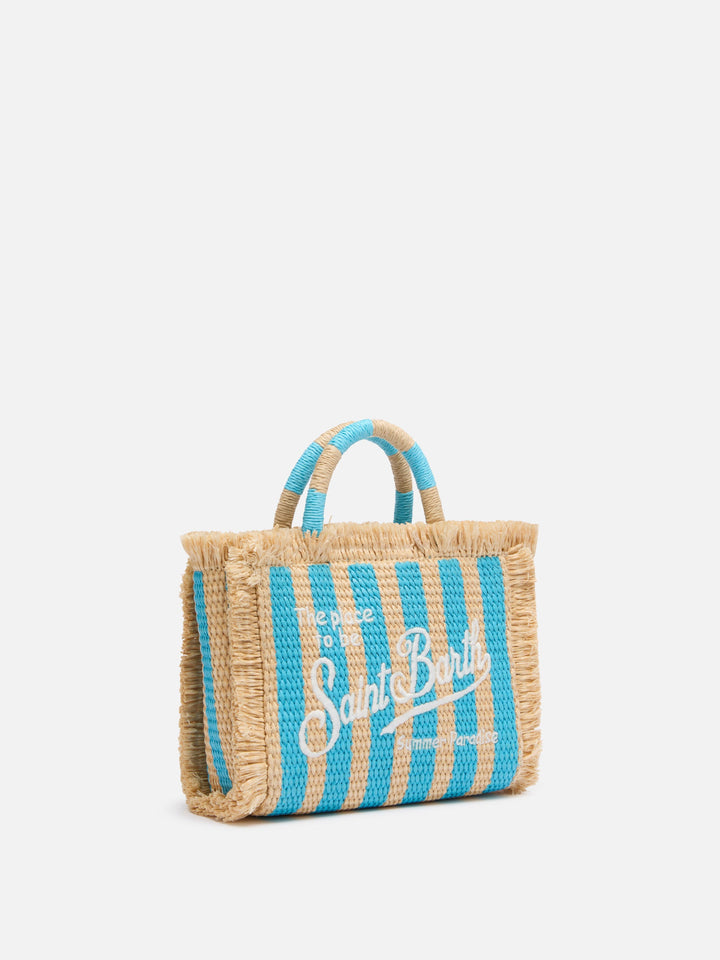 Mini Vanity Bag in Straw Effect with Striped Print
