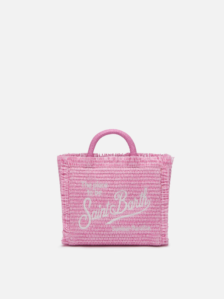 Mini Vanity Bag Rosa in Effetto Paglia