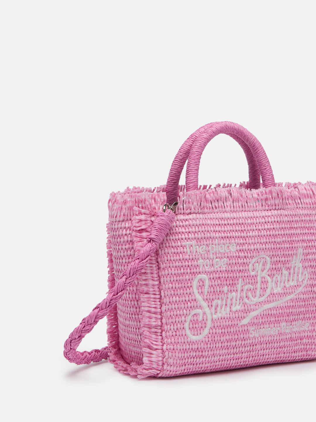 Mini Vanity Bag Rosa in Effetto Paglia
