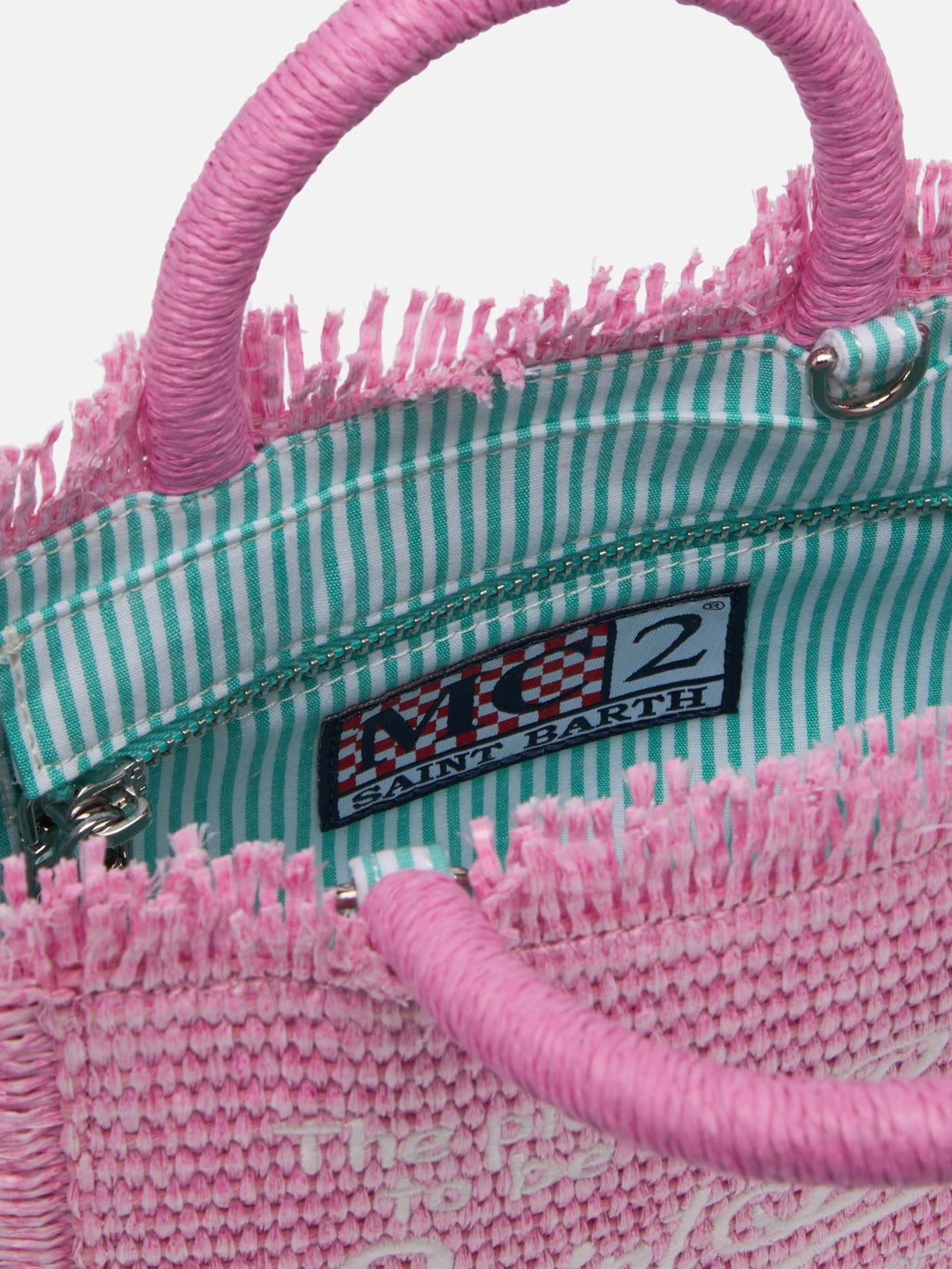 Mini Vanity Bag Rosa in Effetto Paglia