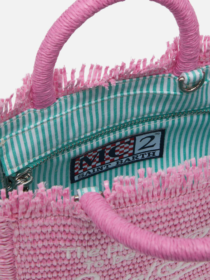 Mini Vanity Bag Rosa in Effetto Paglia