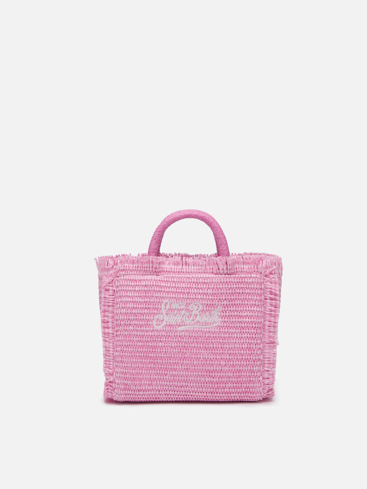 Mini Vanity Bag Rosa in Effetto Paglia